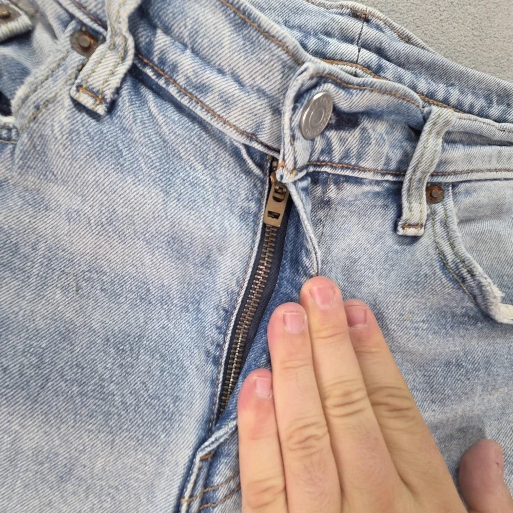 Levis 511 Jeans Mens Selvedge Blue Light Wash Slim Thrashed Whiskers‎ Fits 30x27